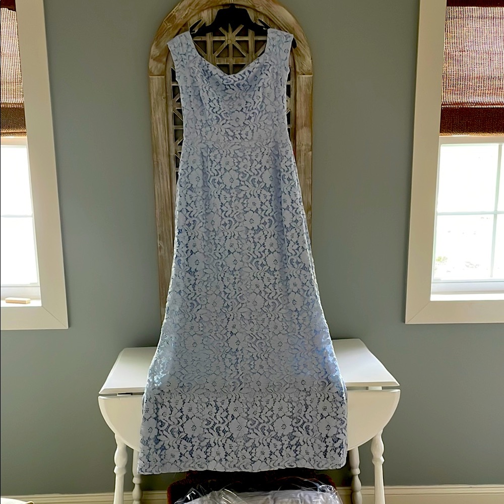 Elegant Light Blue Lace Dress